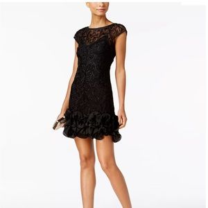 Guess size 8 black lace cocktail dress w/ ruffles